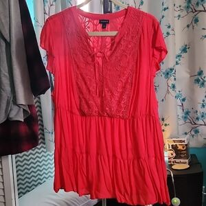 Torrid Women's Coral Lace Detail Top